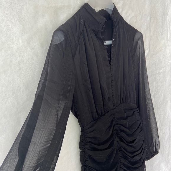 House of Harlow 1960 Ruched Long Sleeves Little Black Dress - Picture 10 of 11